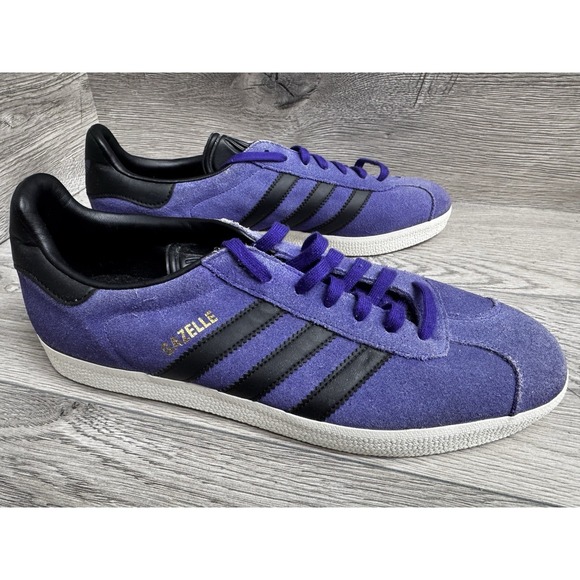 Adidas Originals Gazelle Shoes Mens Size 9.5 Purple Black Suede Sneakers BZ0034 - Picture 5 of 14